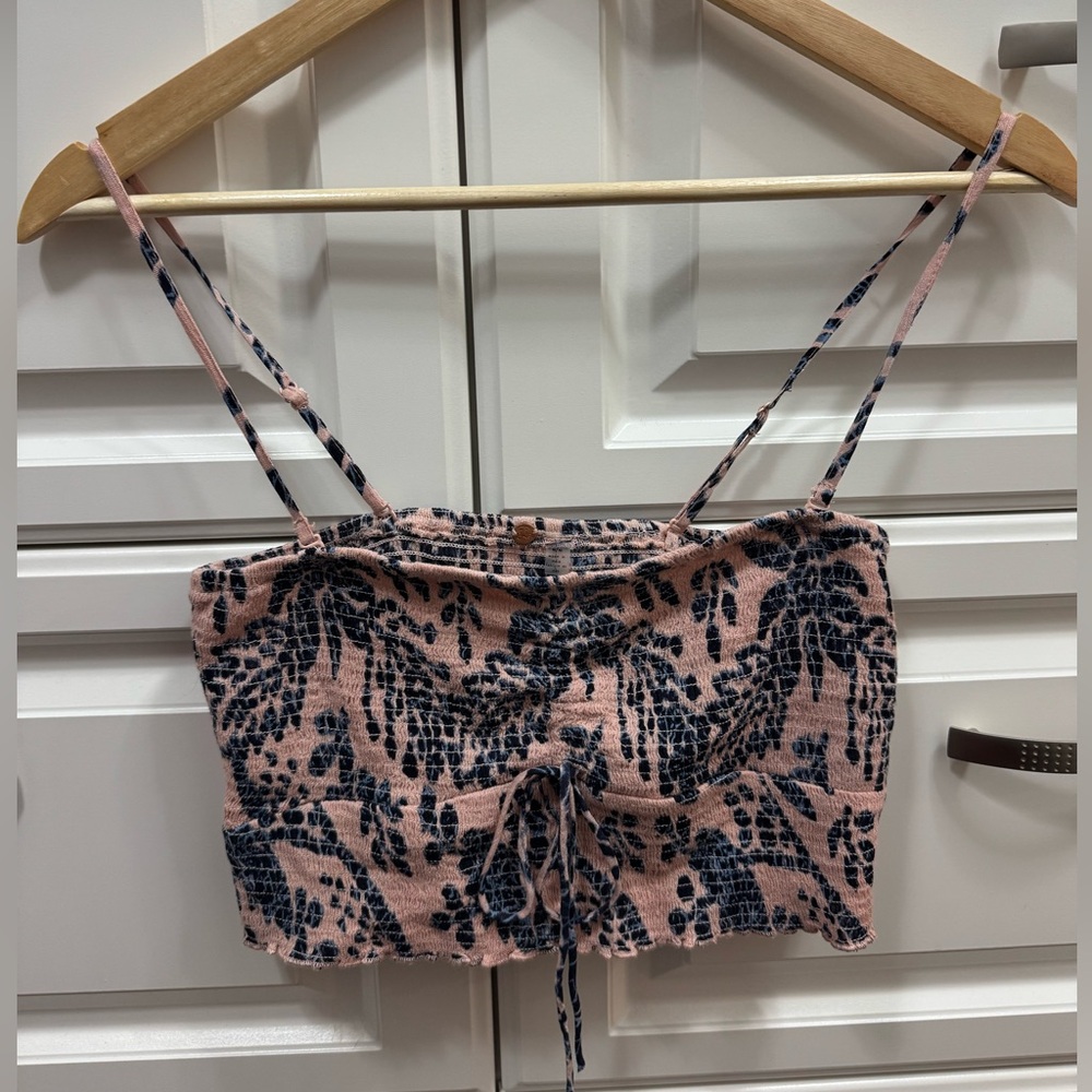 Free People Floral Pink cropped Tube Top Size Medium